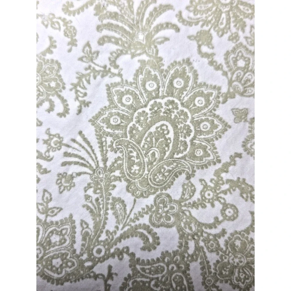 Vtg Lauren Ralph Lauren‎ Jacobean Floral Sage Green 100% Cotton Flat Sheet Queen